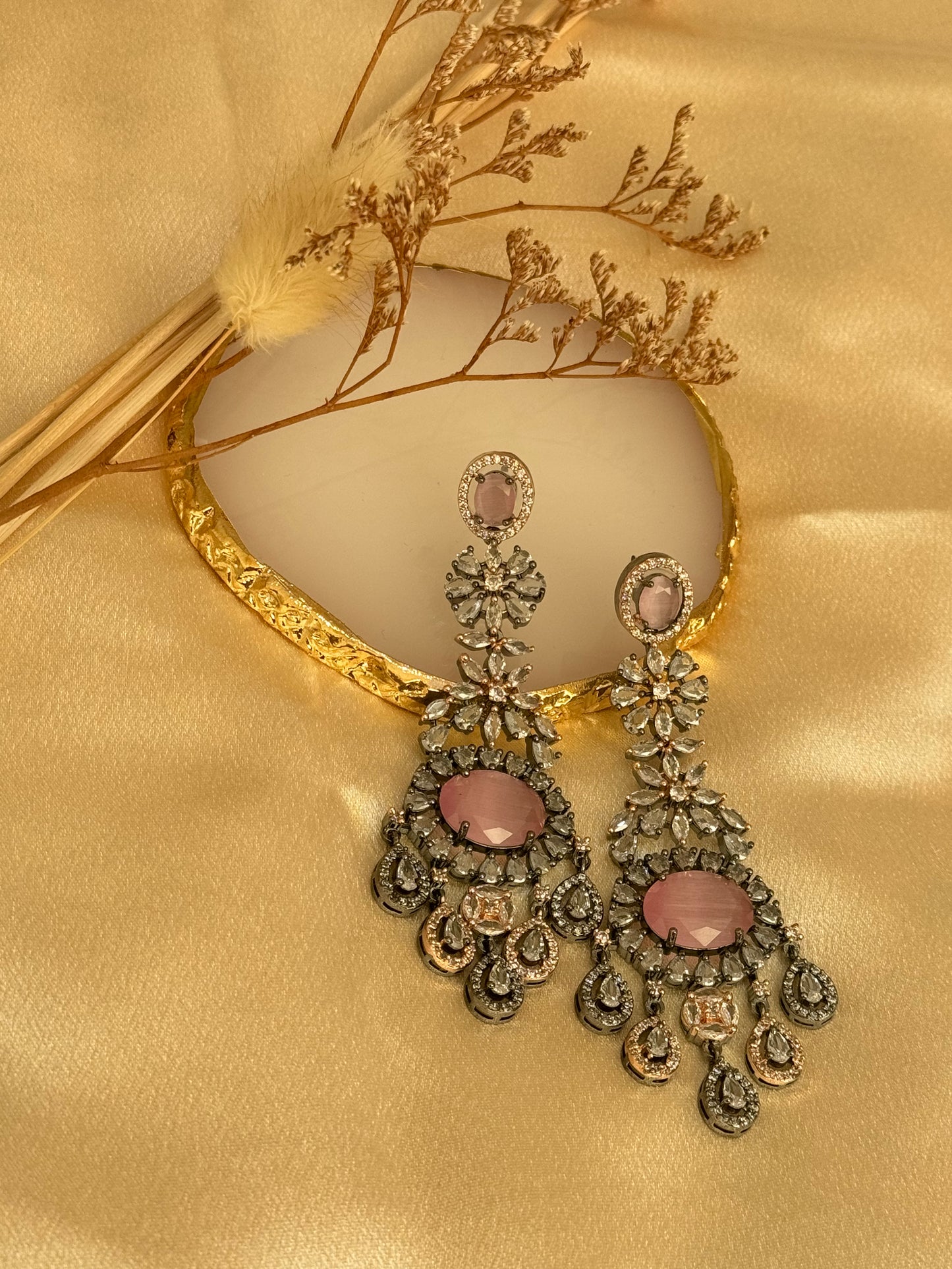 Tamana Earrings : Victorian Polish premium cubic zirconia earrings