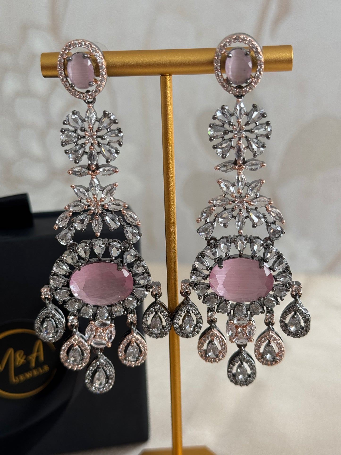 Tamana Earrings : Victorian Polish premium cubic zirconia earrings