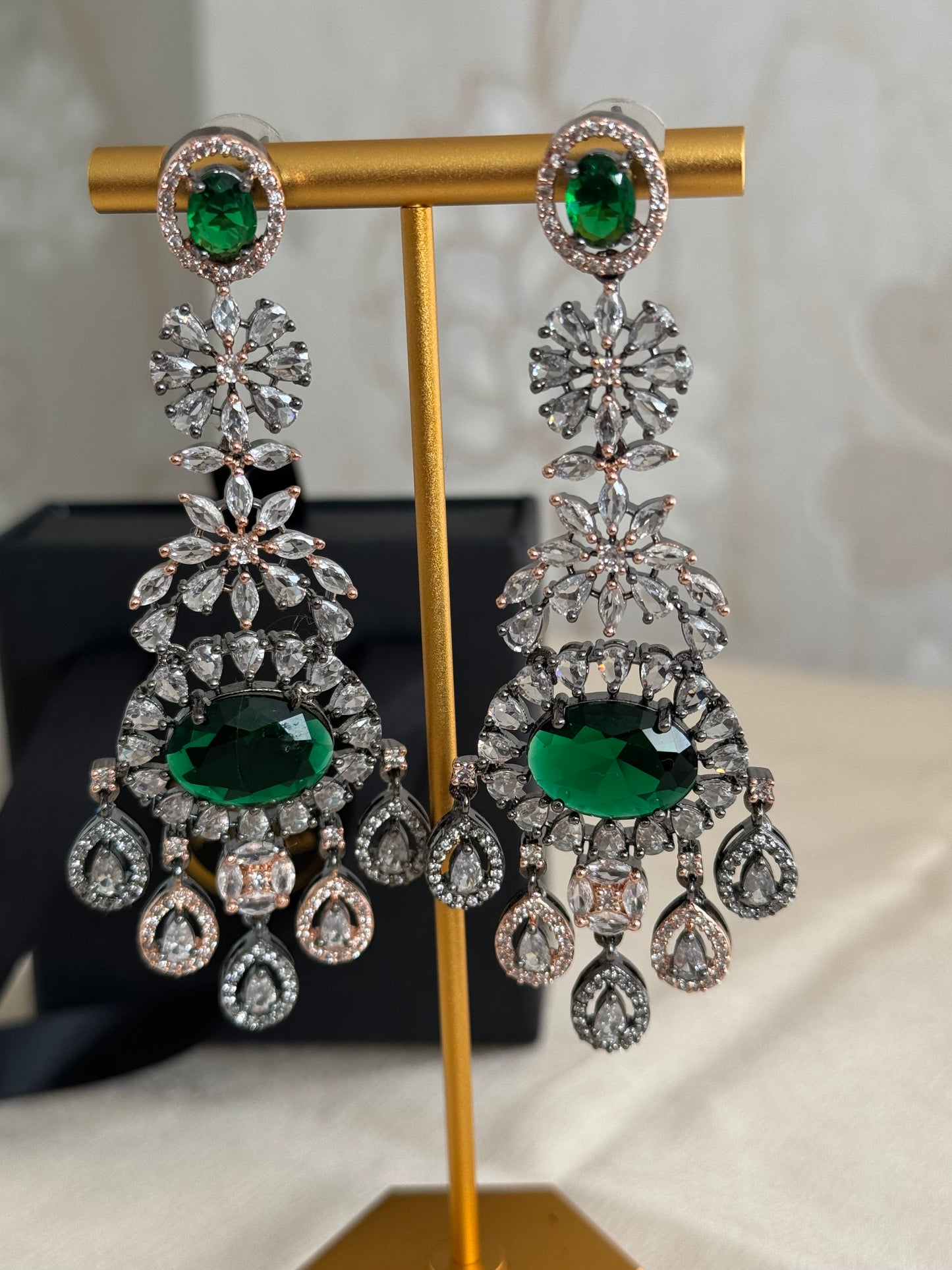 Tamana Earrings: Victorian Polish Premium Cubic Zirconia Stones