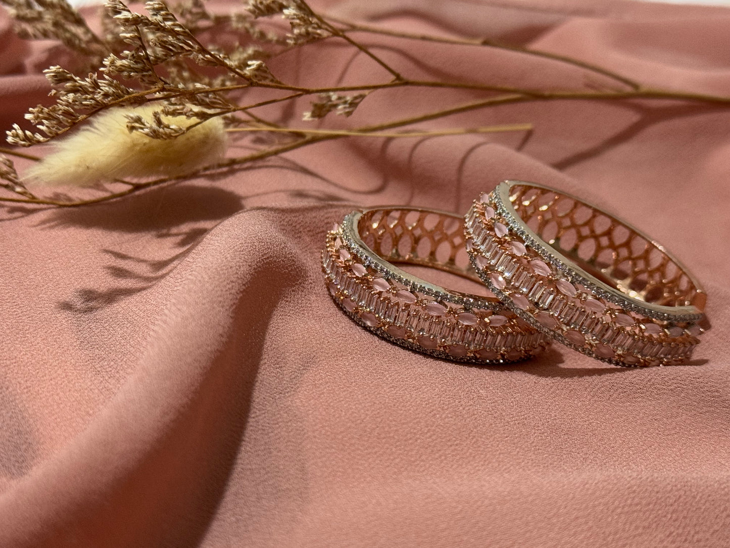 Indian Pakistani Traditional Baali style American Diamond earrings with pink stones
