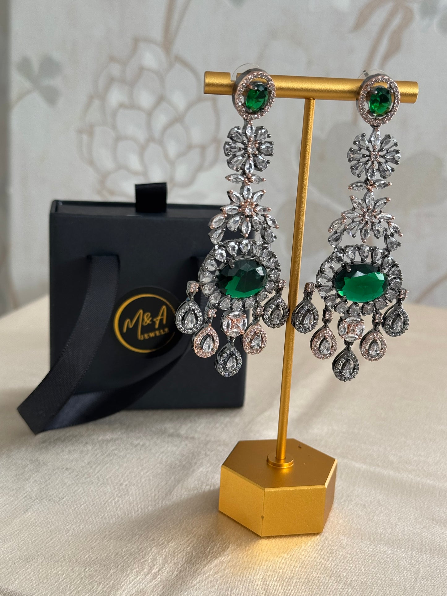 Tamana Earrings: Victorian Polish Premium Cubic Zirconia Stones