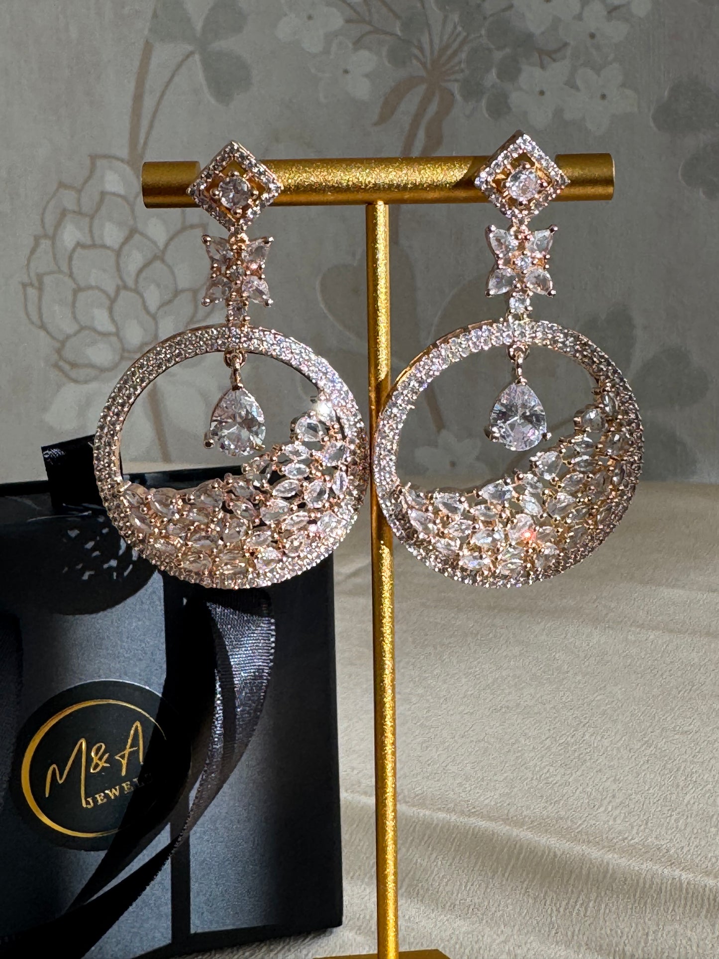 Rose Gold Plated American Diamond Earrings