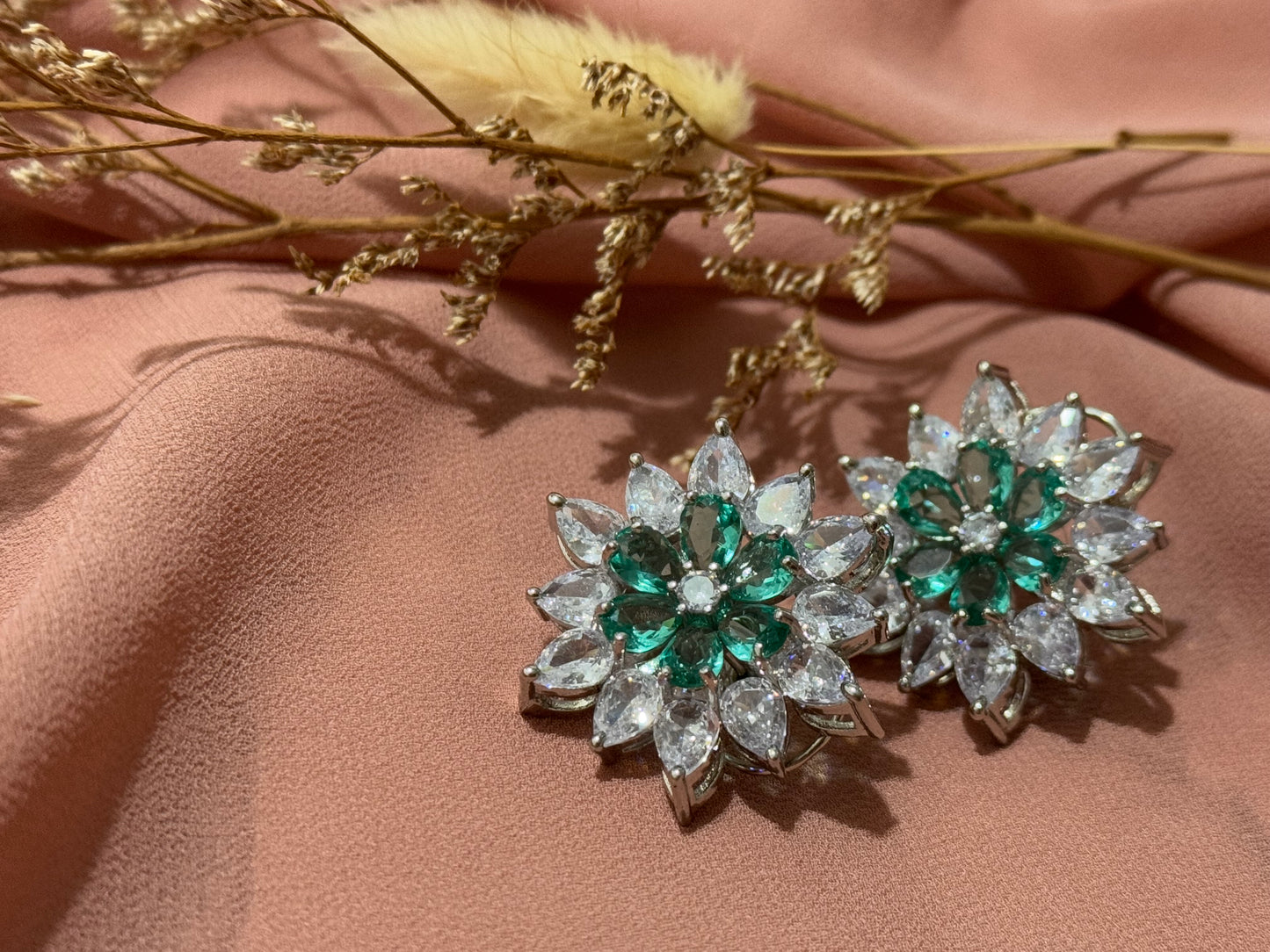 Floral Design Stylish American Diamond Studs