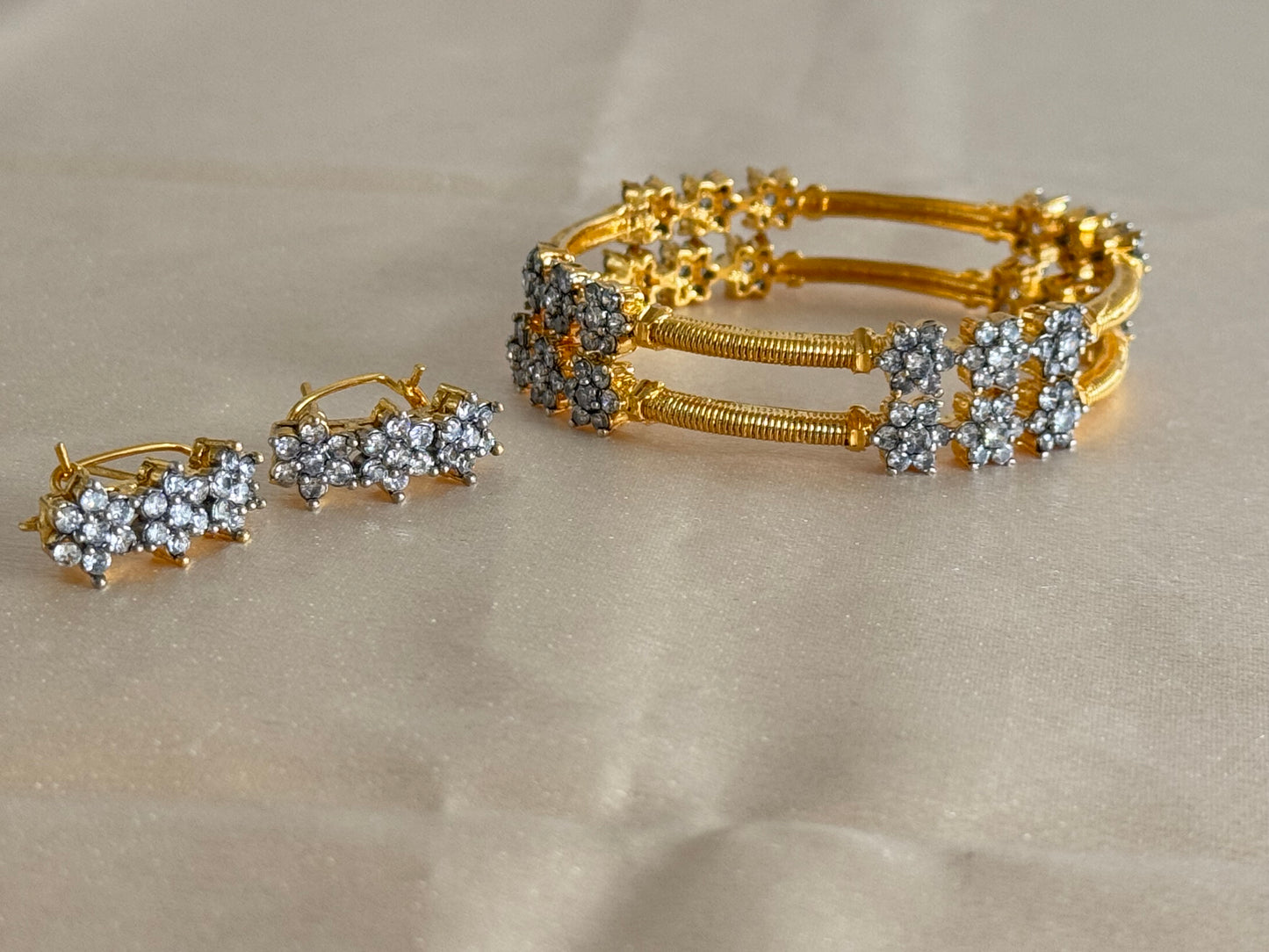 24k gold plated Bangles with matching earrings