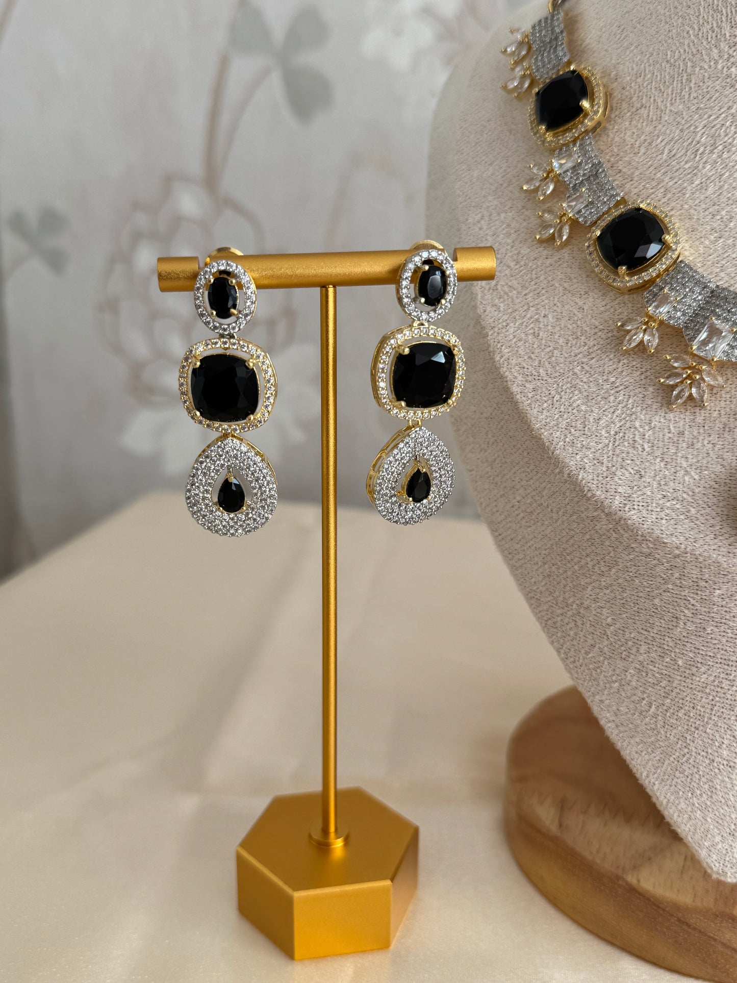 Unique Black South Asian Necklace Set with Ganga Jamna Polish | Traditional Ethnic Jewelry
