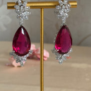 Statement Cubic zirconia Earrings | Ruby red