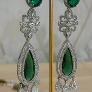 Cubic Zirconia Earrings | Emerald Green, Reverse stone