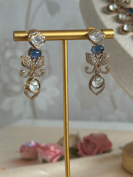 Mossainite and cubic zirconia indian ethnic party necklace set