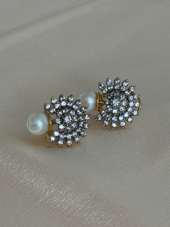 Cubic Zirconia Small Studs | Pearl Gold Plated
