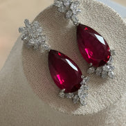 Statement Cubic zirconia Earrings | Ruby red