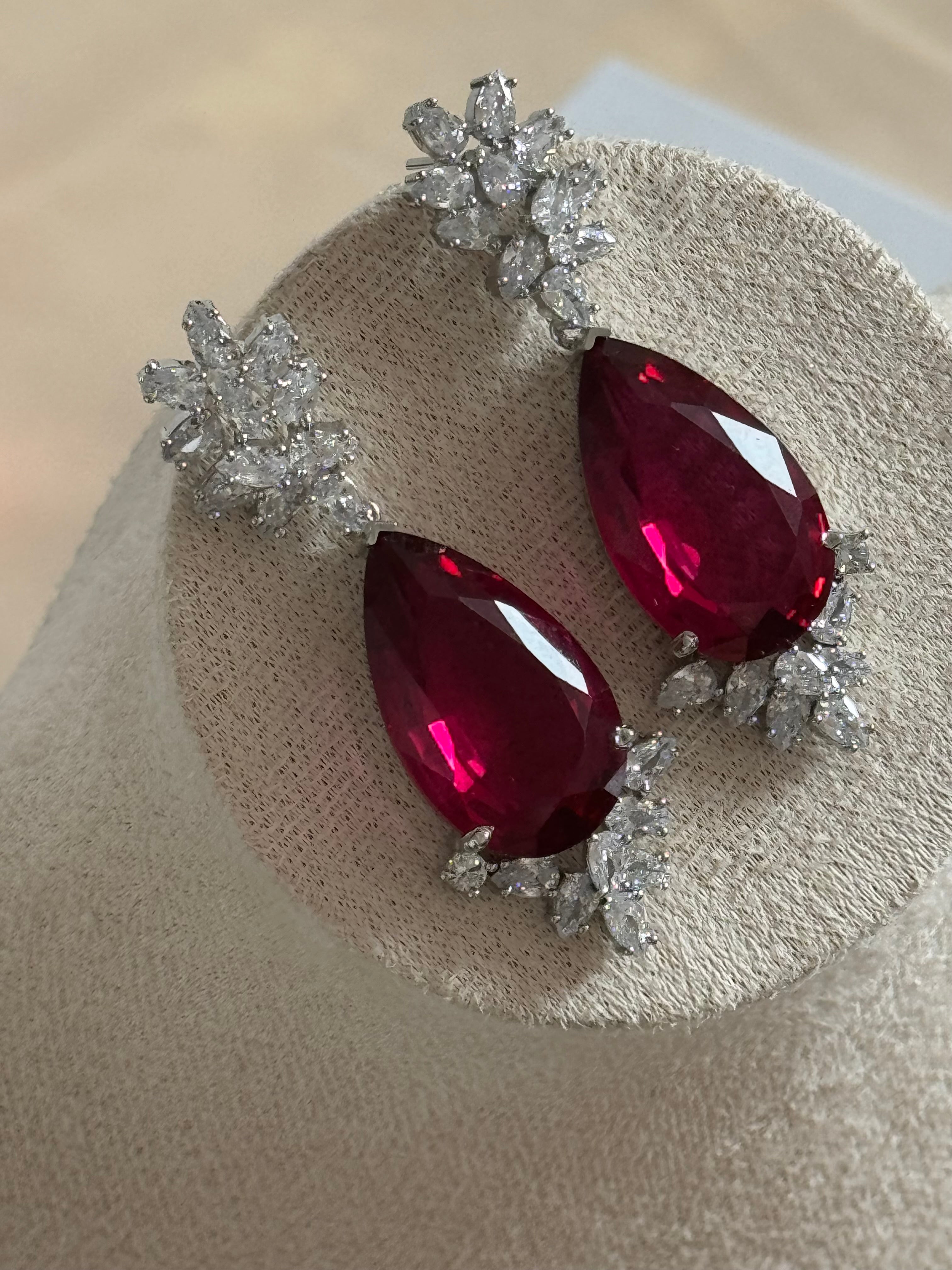 Statement Cubic zirconia Earrings | Ruby red