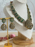 Traditional Ethnic Cultural Indian Cubic zirconia and Mossanite Necklace set | Emerald green and gold plated