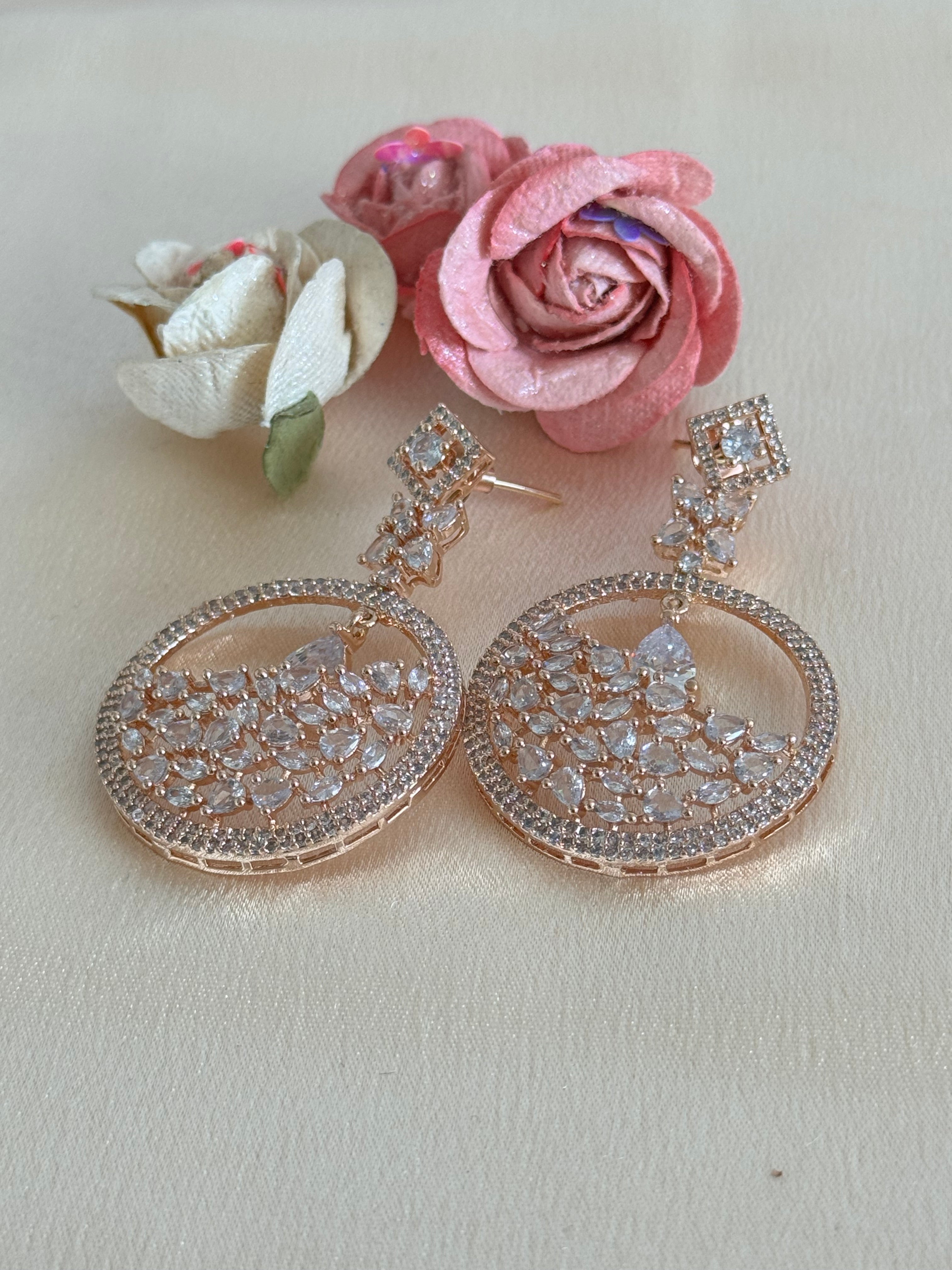 Cubic Zirconia Earrings | Rose Gold Plated