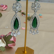Cubic Zirconia Earrings | Emerald Green, Reverse stone