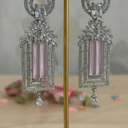 Stylish Cubic Zirconia Earrings | Pink and Silver