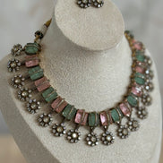 Moissanite and cubic zirconia necklace set| Premium Indian Necklace set
