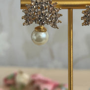 Cubic Zirconia Studs | Gold plated and pearl