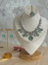 Engagement Indian Necklace Set with Cubic Zirconia stones | mint and silver