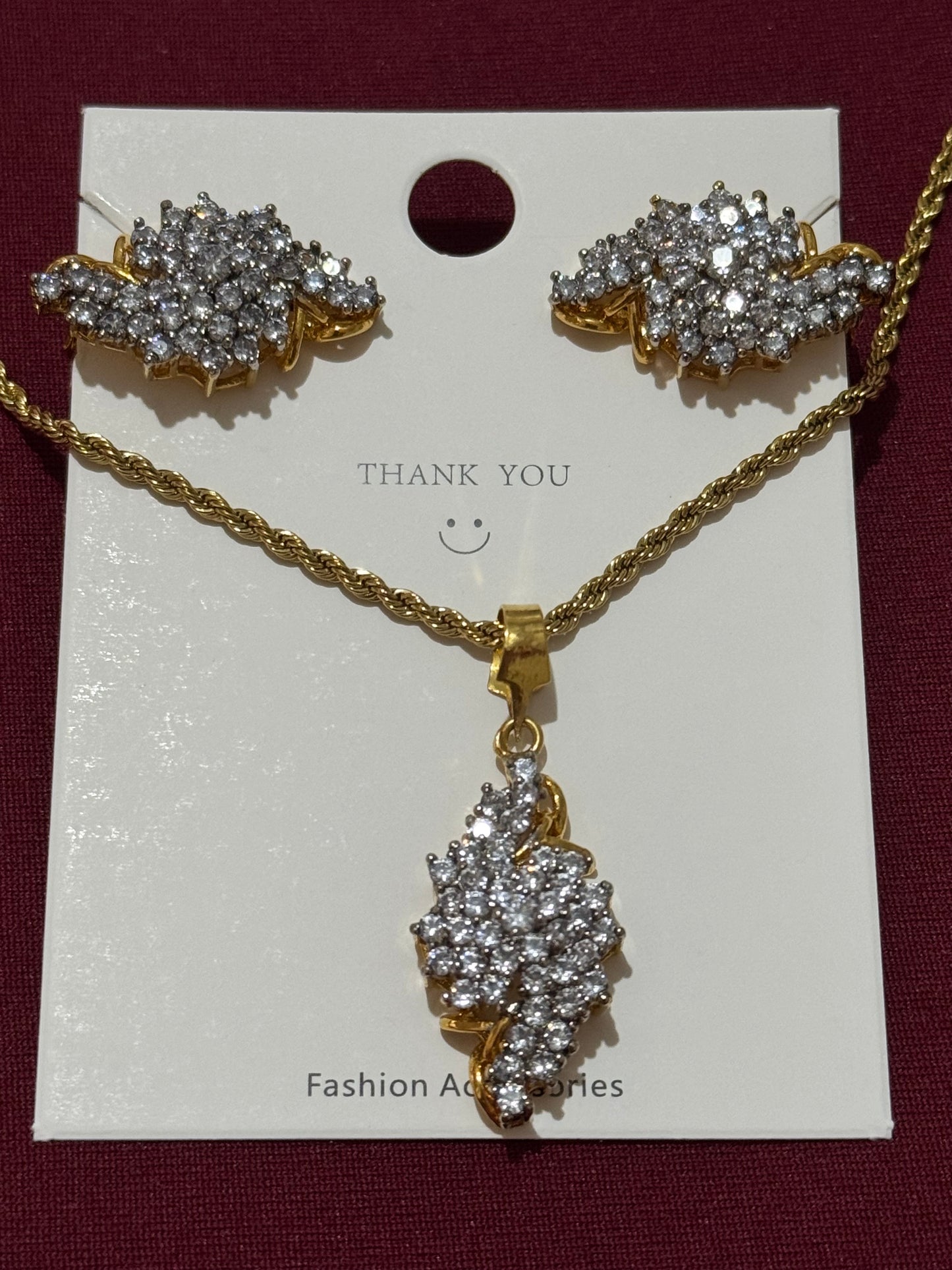 24k Gold Plated locket set with premium quality cubic zirconia stones