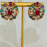Cubic Zirconia Studs | Multicolor Gold Plated
