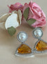 Cubic Zirconia Studs | Champagne and Pearl