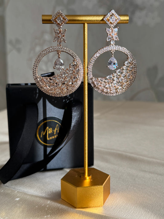 Rose Gold Plated American Diamond Earrings