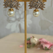 Cubic Zirconia Studs | Gold plated and pearl