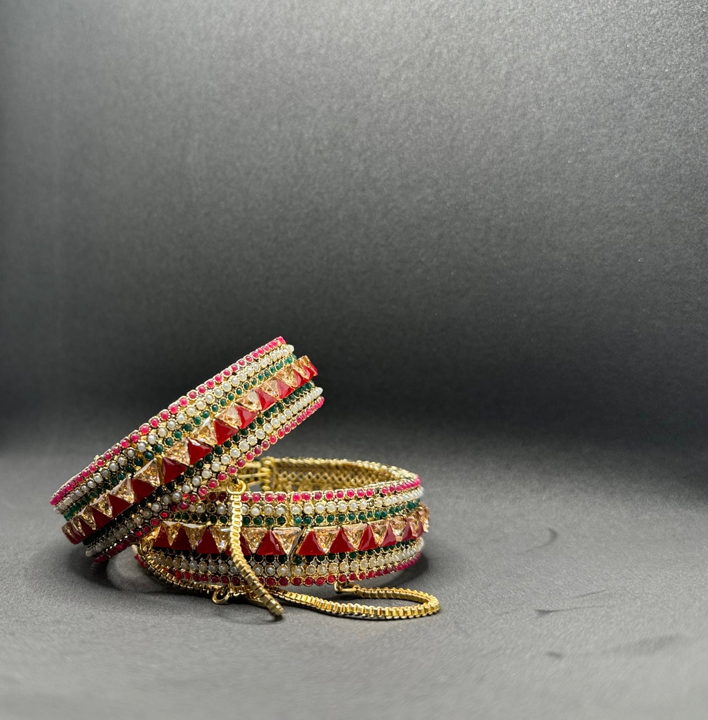 Pakistani Indian Style Traditional Double Karra Bangles, openable karra bangles, multicolored bangles, set of 2 karra