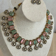 Moissanite and cubic zirconia necklace set| Premium Indian Necklace set