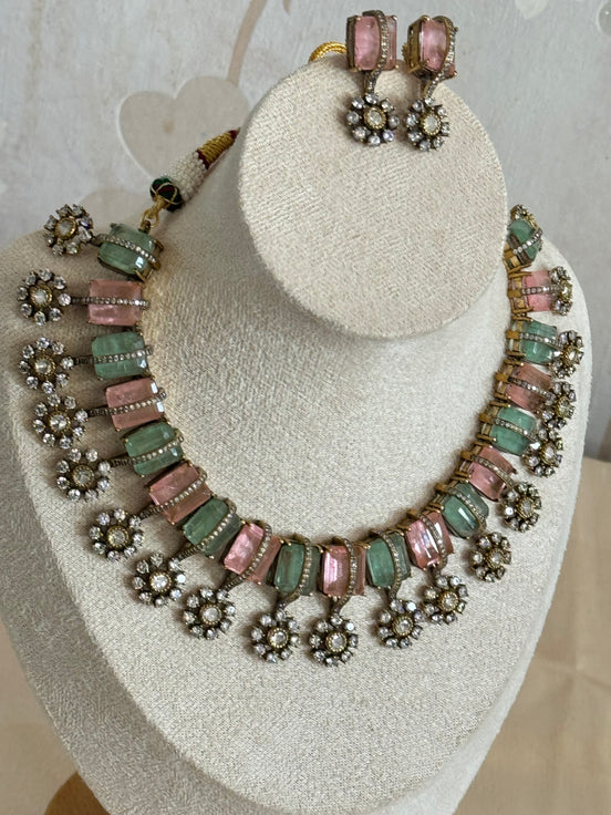 Moissanite and cubic zirconia necklace set| Premium Indian Necklace set