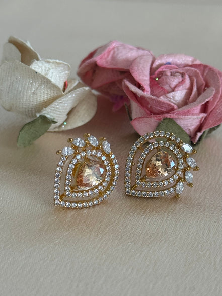Cubic Zirconia Studs | Champagne