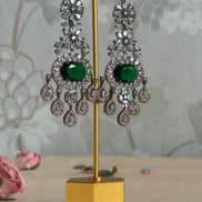 Cubic Zirconia Earrings | Emerald Green, oxidised polish