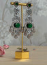 Cubic Zirconia Earrings | Emerald Green, oxidised polish