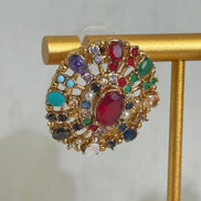 Cubic Zirconia Studs | Multicolor Gold Plated
