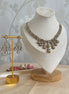 Indian cubic zirconia Necklace set in oxidised gold polish | pink and gold