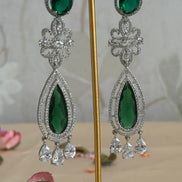 Cubic Zirconia Earrings | Emerald Green, Reverse stone