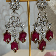 Premium Cubic Zirconia and Ruby Necklace set| Traditional Indian Luxury Necklace set