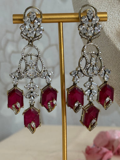 Premium Cubic Zirconia and Ruby Necklace set| Traditional Indian Luxury Necklace set