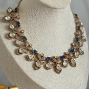 Mossainite and cubic zirconia indian ethnic party necklace set