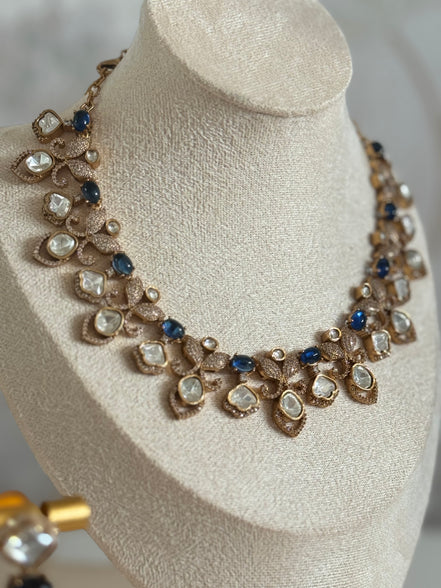 Mossainite and cubic zirconia indian ethnic party necklace set