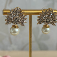 Cubic Zirconia Studs | Gold plated and pearl