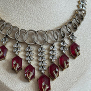 Premium Cubic Zirconia and Ruby Necklace set| Traditional Indian Luxury Necklace set