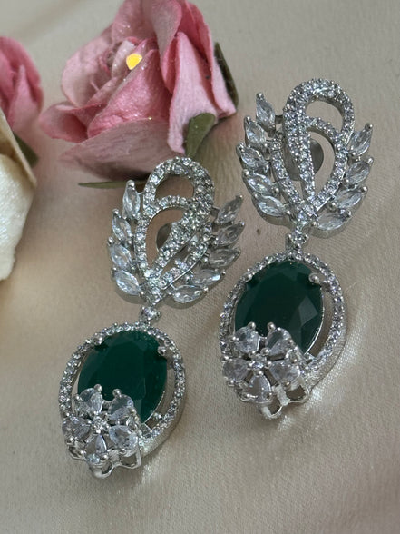 Zahra Earrings | Cubic Zirconia, Emerald Green
