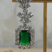 Cubic Zirconia Earrings | Emerald green and silver