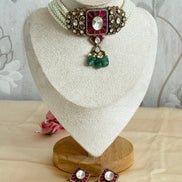 Moissanite and pearl choker set| Traditional indian choker set