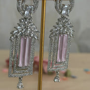 Stylish Cubic Zirconia Earrings | Pink and Silver