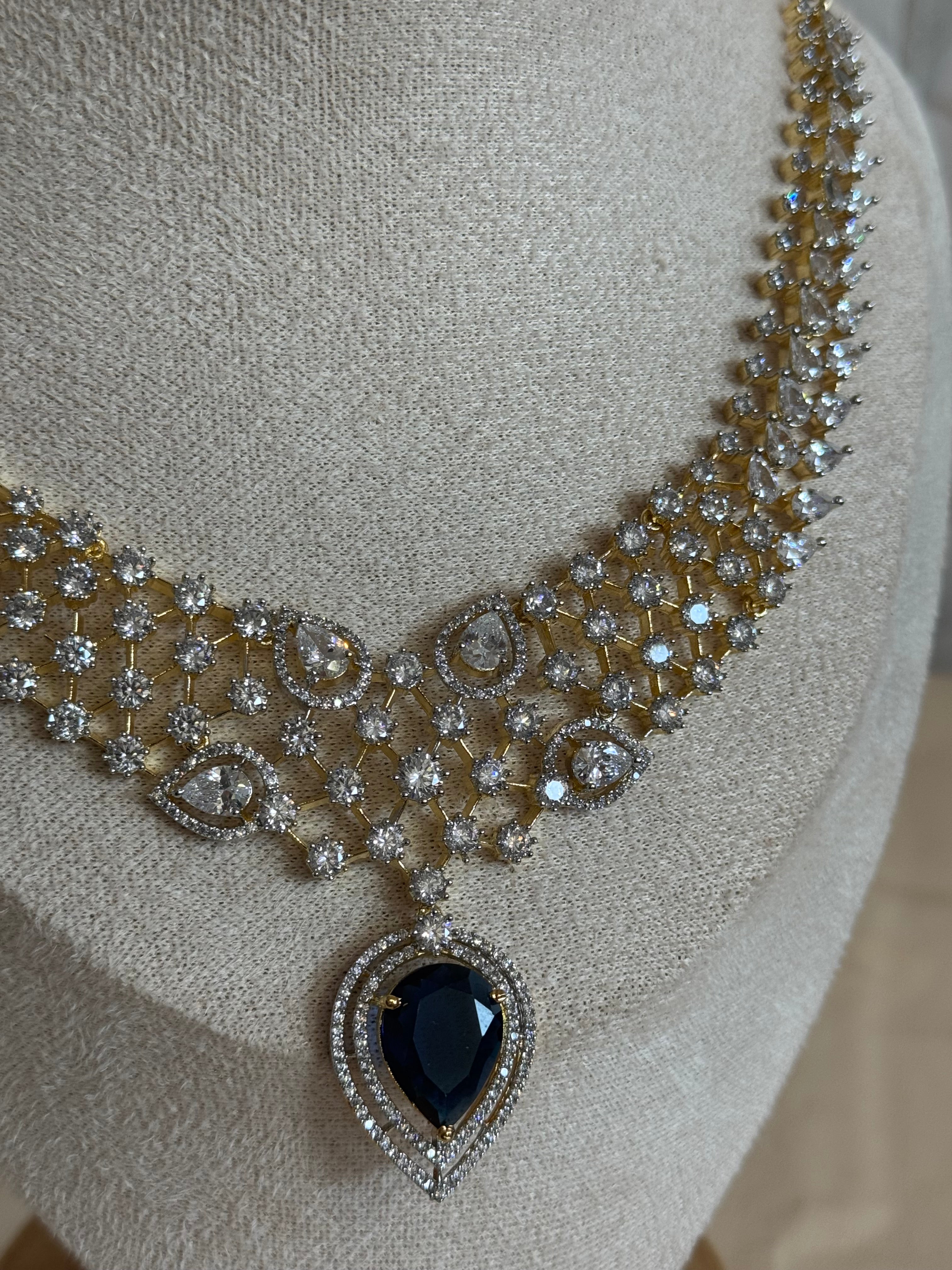 Premium cubic zirconia necklace set| Indian american diamond necklace