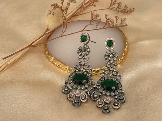 Tamana Earrings: Victorian Polish Premium Cubic Zirconia Stones