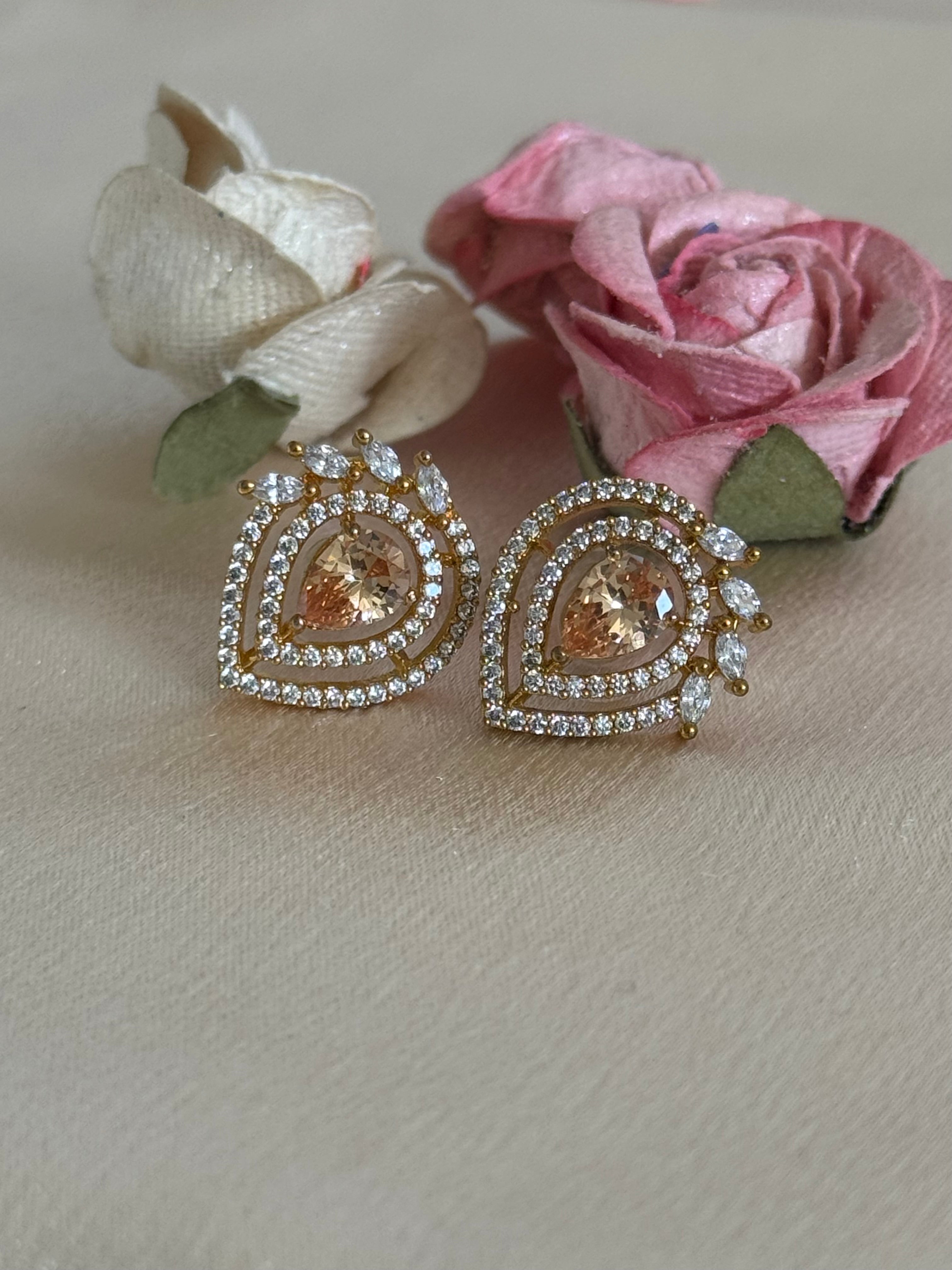 Cubic Zirconia Studs | Champagne