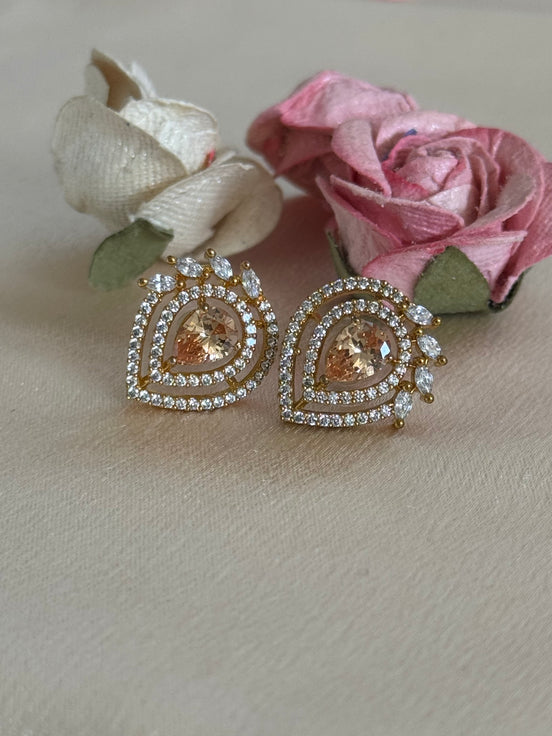 Cubic Zirconia Studs | Champagne
